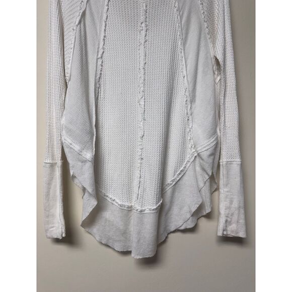 FREE PEOPLE We the Free Catalina V-Neck Thermal Waffle Knit L/S Tee, White, Sz S - Picture 8 of 11